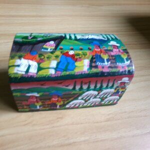 hand painted wooden trinket box.